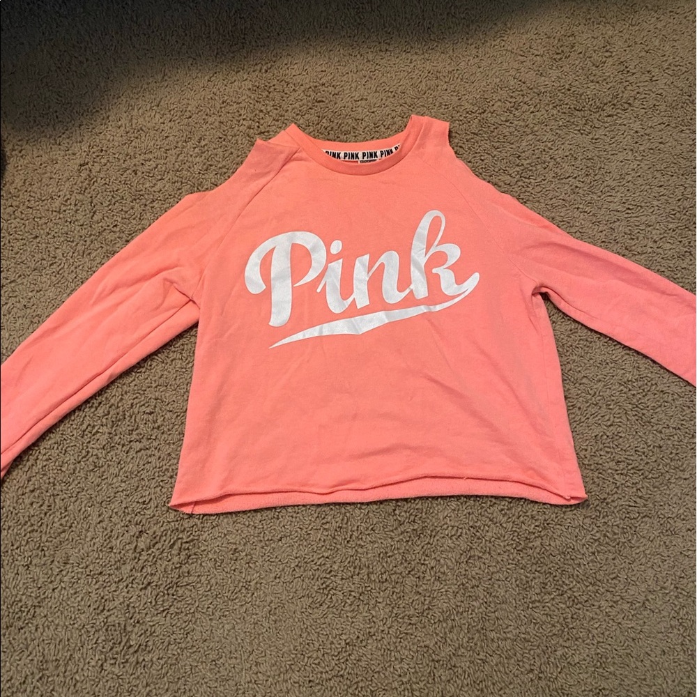 pink cold shoulder shirt.